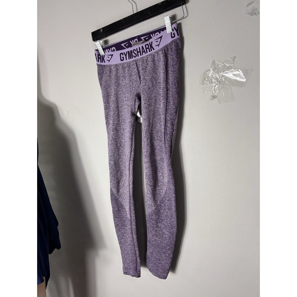 Gym Shark Leggings Women's S Purple Athletic Stretch Logo Waistband Gym